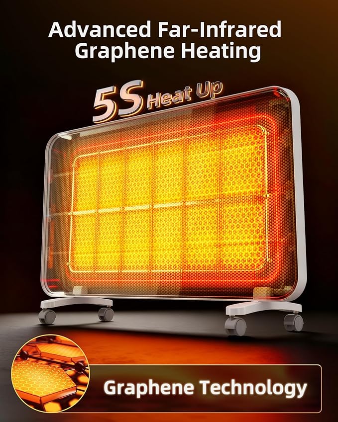 YEW Space Heaters for Lagre Room, Convection Infrared Electric Heater with 360° Whole-Room Heating, Thermostat, 24H Timer, Heaters with Tip-over & Overheat Protection for Indoor Use
