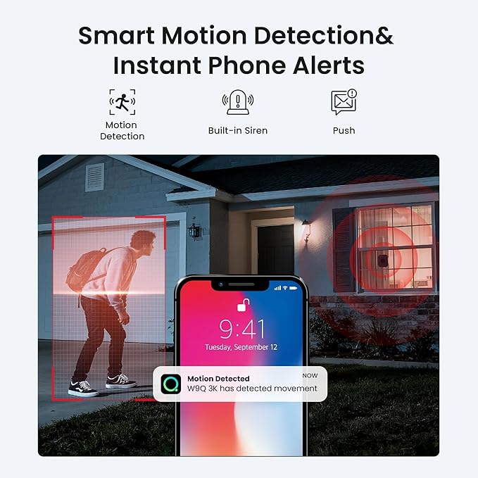 HOMIQ LIFE Window Security Camera 2K, Indoor WiFi Cameras 2.4GHz/5GHz, 2 Pack with Colorvue AI Color Night Vision, Person Detection with Auto-Focus, 24/7 Recording Compatible with Alexa & Google Home