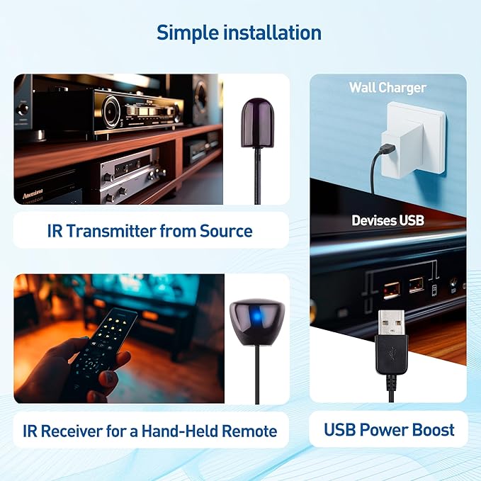 Cable Matters Infrared Remote Extender Cable - 25ft, IR Repeater Kit Cable, IR Extender, USB Infrared Remote Blaster Cord Up to 15ft Signal Range, NOT Compatible with RF Signals