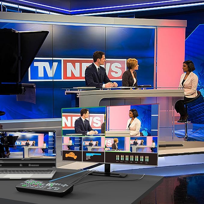 Yinker 4-Channel HDMI Live Stream Switcher, Video Mixer Switcher w/PVW & PGM 2-HDMI Output, 3.5mm Audio for OBS YouTube Real Time Live Streaming Production