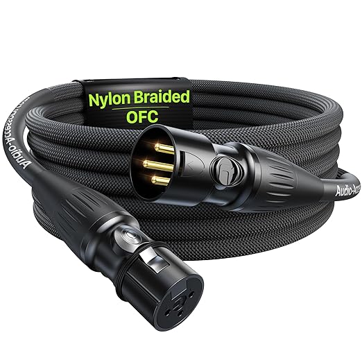 XLR Cables 6.6ft 1 Pack, Professional Gold-Plated Rean Connectors from Neutrik, Kevlar-Reinforced Nylon Braided Microphone Cable, Mic Cable, Durable Shielded and Balanced XLR Male to Female Cord