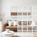 24 Pcs PVC Hanging Room Divider,Flower Carving Pattern Panels,Decorative Wall Screen Panel, Room Divider Partitions Panel Screen for Decorating Bedroom Dining Kitchen Office Studio 29 * 29cm