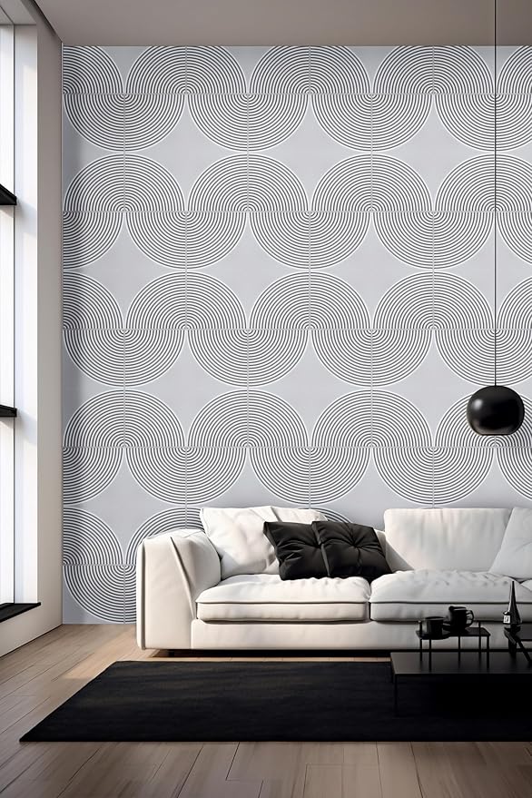 From Plain To Beautiful In Hours 9002 Arc Swell PVC 12 in x 12 in Peel and Stick Wall Panels (Covers / 10 sq.ft), White Matte, 10 Piece