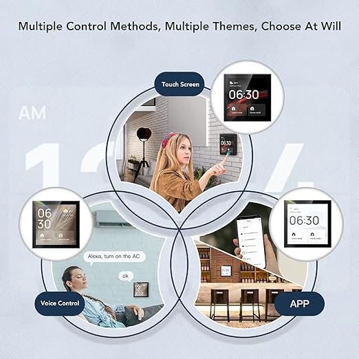 Smart Scene Wall Switch Panel 100 to 240V with 4 Inch Touch Screen and Voice Control for Smart Home Control (Compatible with ZigBee and BT Devices)