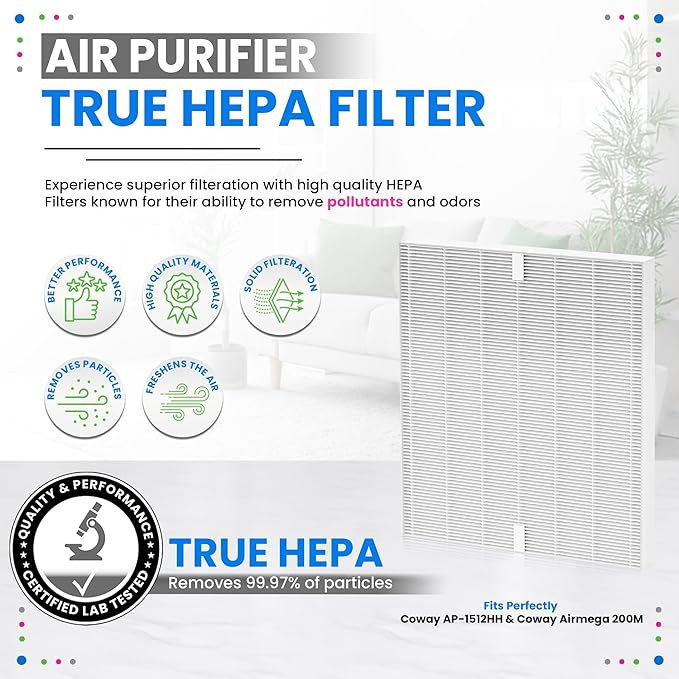 Bagean AP-1512HH Filter Compatible with Coway Airmega AP-1512HH & 200M Air Purifier - Fit Coway Filter Replacement - H13 True HEPA Filters Removes 99.97% particles Freshens the Air (3 HEPA Filters)