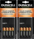 Duracell Ion Speed 1000 Battery Charger for AA and AAA Batteries, Includes 4 Pre-Charged AA Rechargeable Batteries, for Household and Business Devices (Pack of 2)