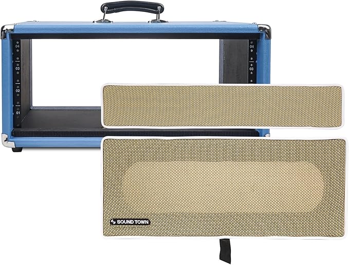 Sound Town Vintage 4U Amp Rack Case, 12.5" Depth with Rubber Feet, Dust Cover, Kickstand, Beau Blue (STVRC-4BL)