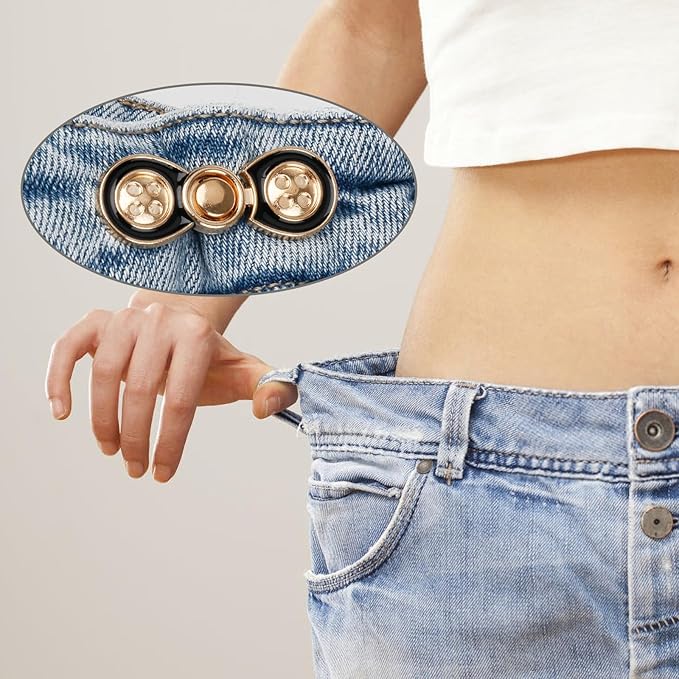TOOVREN Pant Waist Tightener, Detachable Jean Buttons for Loose Jeans, No Sew and No Tools Button Pins for Jeans, Adjustable Jean Buttons Pins, Daisy Flower Instant Pants Button Tightener 4 Sets