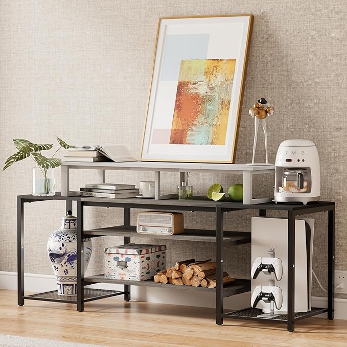 aboxoo 45" TV Riser for 32-60 inch TV, TV Riser Stand Shelf, Tabletop TV Stand Riser, Computer Monitor Table for Home Living Room, Study Office (White)