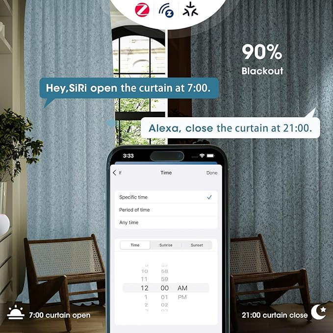 SmartWings Automatic Curtain Opener with Drapery, Motorized Vertical Blinds with Remote, Electric Closet Doors Sliding Panels Compatible with Alexa Google Homekit, 90% Blackout Light Blue