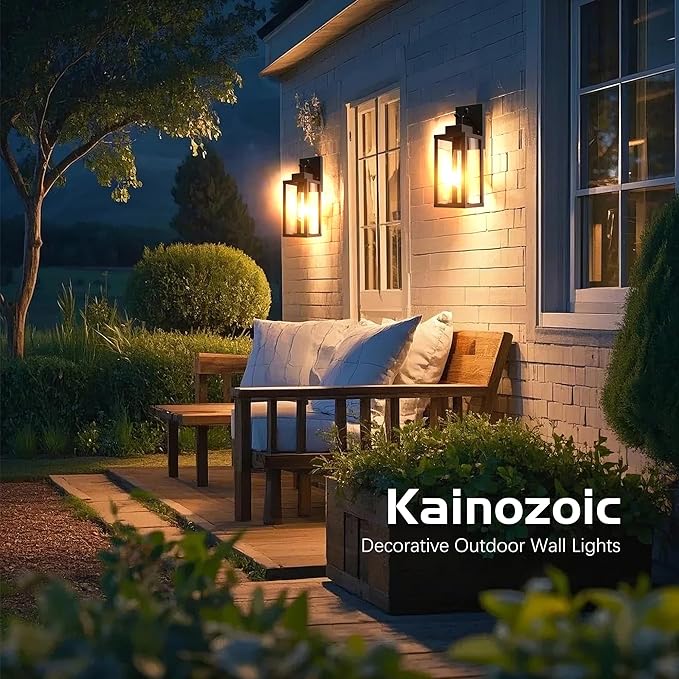 Kainozoic Motion Sensor Dawn to Dusk Outdoor Sensor Light Fixture Anti-Rust Exterior Wall Lighting Waterproof Outdoor Wall Lantern for Porch Patio Front Door Garage