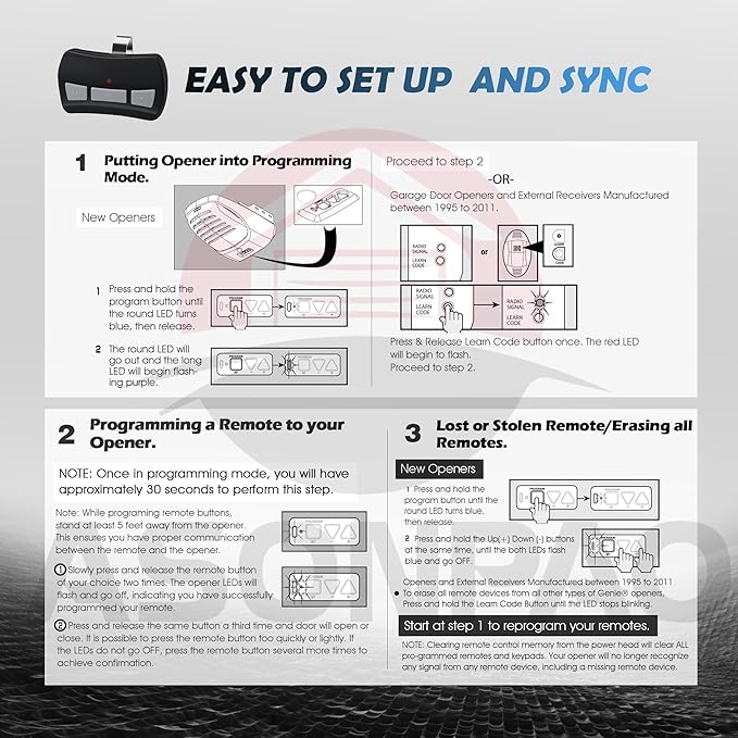 2X Genie Garage Door Opener Remote GITR-3 OCDTR-3 IntelliCode【10-Year-Warranty】