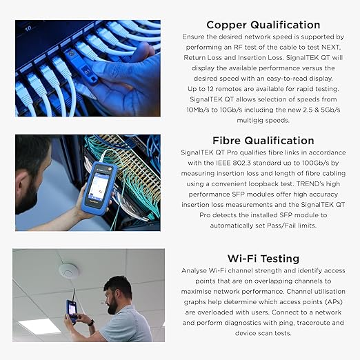 TREND Networks | SignalTEK QT Pro | All-in-One 10G Copper, Fiber & Wi-Fi Qualification Tester | Advanced Wi-Fi Diagnostics | PoE Load Testing & Network Diagnostics | R166001