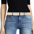 JASGOOD Women No Show Stretch Belt Elastic Web Strap Belt with Flat Buckle for Jeans Pants Dresses