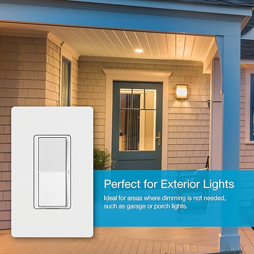 Lutron Claro Smart Light Switch for Caseta Lighting, for LED Lights, Fans, 5 Amp, Single-Pole/3-Way, Neutral Required, DVRF-5NSS-WH-2, White, 2 Pack