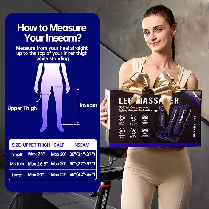 Heyelax Leg Compression Massager for Circulation and Pain Relief FSA, Recovery Boots Sleeve for Fast Therapy, Full Leg Massager as Ideal Gifts for Women Men (Medium)