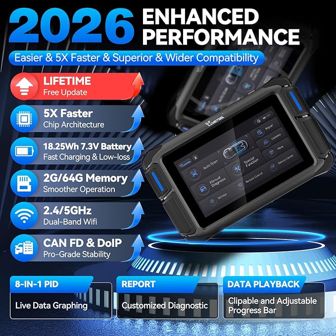 VDIAGTOOL Bidirectional Scan Tool VD70 Lite, OBD2 Scanner Diagnostic Tool with 31+ Resets, 2026 Scanner for Car, Full System Scan, CAN FD & DoIP, Free Update