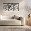 Wita Home Poppy Flower Metal Wall Art, 3-Panel Botanical Line Design, Modern Floral Wall Decor for Living Room, Bedroom, Office, Indoor & Outdoor Display (40×20 inches)
