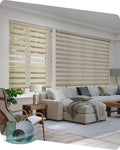 Yoolax Motorized Zebra Blinds Works with Alexa, Motorized Blinds with Remote Custom Size, Privacy Electric Zebra Shades for Windows (80% Shading Luxury Coffee)