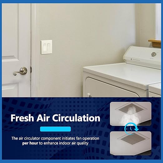 LIDER No Neutral Wire Required Humidity Sensor Switch, Automatic Humidity Control, Air Circulator, Adjustable Timing, 1-Pole, UL Listed, Light Almond, Wall Plate Included 2 Pack