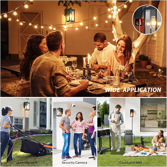 JOKAONOTL Dusk to Dawn Porch Lights with GFCI Outlets Waterproof Outdoor Wall Lights Exterior Lighting Fixtures Modern Outside Lights Wall Mount for House Patio Garage,Black,11.8''H, 2 PC