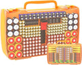 Aptbyte Battery Organizer Storage Holder Box Case with Tester- 269 Batteries Double-Sided Variety Pack, Holds AA AAA 4A C D Cell 9V 3V Lithium LR44 CR2 CR123 CR1632 18650 Button- Yellow (Box Only)