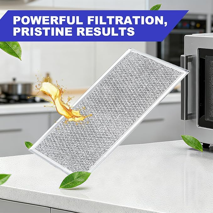 [2 Pack] OEM Microwave Filter Replacement 12.9" x 5.8" Fit For W10208631A, Microwave Vent Filter, Microwave Grease Filter, Filters Kitchen Oven Air Over the Range Vent Fan, 13 x 6 inches