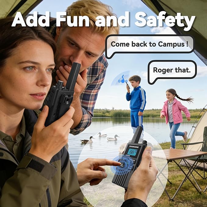 SAMCOM FWCN30A Group Walkie Talkies Long Range, Rechargeable 1250mAh Battery 22 FRS Channel Two Way Radios with Earpieces for Adults, Handheld Walky Talky with 2 in 1 USB Cable,4 Packs