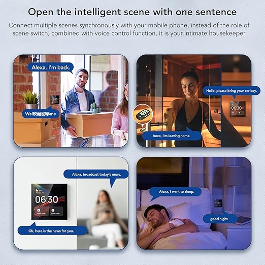 Smart Scene Wall Switch Panel 100 to 240V with 4 Inch Touch Screen and Voice Control for Smart Home Control (Compatible with ZigBee and BT Devices)