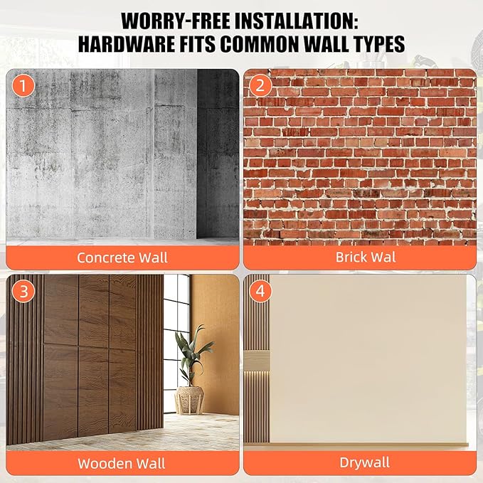 CRXCRC Garage Hooks, 4 Pack Wave Hooks for Hanging Heavy Duty Ladders, Bikes, Tools Ideal for Garage, Garden, Basement Utility Room Storage (Orange)