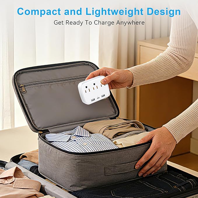 Penemay Multi Plug Wall Outlet Splitter With USB, Multiple Outlet Extender Surge Protector With 3 USB Ports(1 USB C PD20W), Electrical Outlet Adapter Extension for Travel Home Office Dorm 2 Pack White