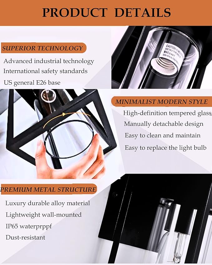 LWSOY Dusk to Dawn Outdoor Lights, Waterproof Porch Lights 2 Pack, Exterior Lighting Fixtures with Cylinder Lampshade, LED Wall Sconce Light for House Porch Patio Front Door Garage.