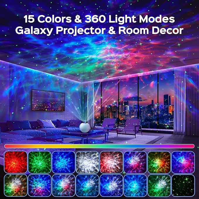 One Fire Galaxy Projector 360 Modes+15 White Noise+Bluetooth Star Projector Valentines Day Gifts Decorations Birthday Gifts Night Light Lava Lamp Teen Girl Gift for Teen Boy Gift Room Decor Led Lights