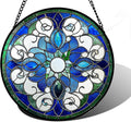 DASTOLL Stained Glass Window Hanging, Boho Style Sun Catchers Diamond Glass Panel Hangings Tiffany Suncatcher Decor for Birthday for Women, Men, Wife, Aunt, and Mom 11.8x11.8 in