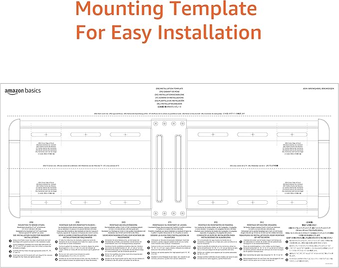 Amazon Basics Low Profile TV Wall Mount with Horizontal Post Installation Leveling for 32 to 86 inch TVs, Black