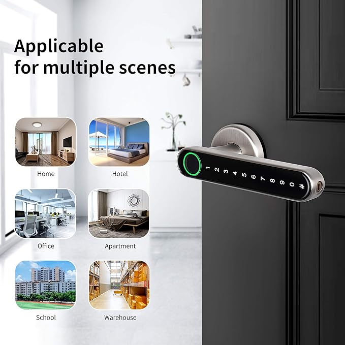 [Upgrade] Smart Lock,CATCHFACE Fingerprint Door Lock TTLock Smart Door Knob Smart Door Handle Digital Door Lock Fingerprint/Code/Card/Key-Ideal for Front Door Hotel Office Office