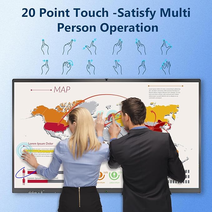 YIXZSWD Smart Board,75 Inch Interactive Whiteboard 4K Touchscreen Built in Ultra High Definition Camera Open App Ecosystem, Digital Presentation Electronic Smart WhiteBoard for Classroom Home Office