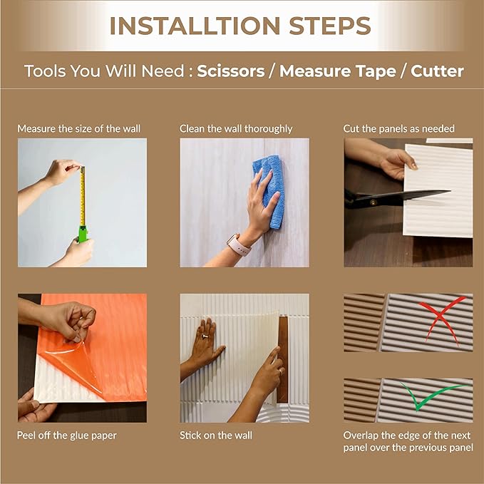 From Plain To Beautiful In Hours 9004 Depth Tier PVC 12 in x 12 in Peel and Stick Wall Panels (Covers / 10 sq.ft), Brown Candy, 10 Piece
