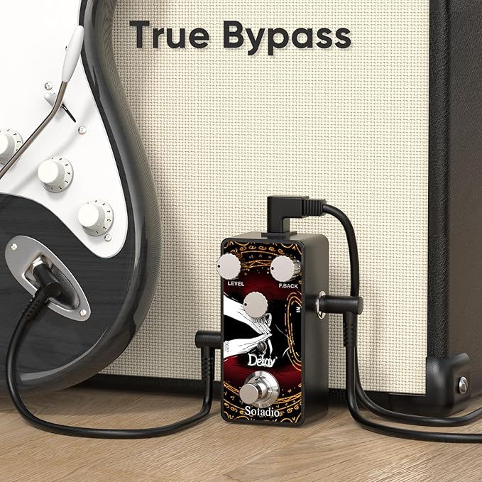 Sofadio Guitar Delay Pedal, True Bypass DC 9V Mini Single Nano Effect Pedals for Electric Guitars