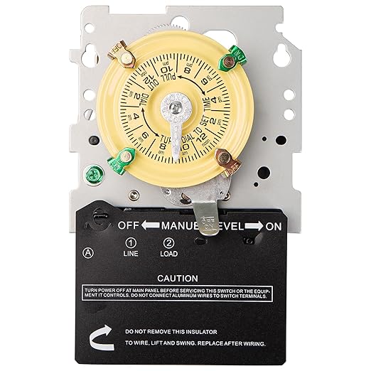 careNEW T101M Mechanical Timer Switch (Mechanism Only) - 120V 2HP 40A SPST Pool Pump Timers, 12 ON/Off 24 Hour Wall Timer Switches with Tripper for Lights, Water Heater, Pool Pump Systems