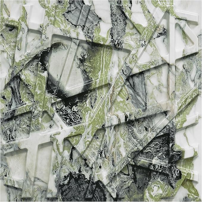 LEVOWAY 33 Pack 3D Wall Panels for Interior Wall Decor, 12''x12'' Ice Green Marble Effect Accent Textured Wall Panels, Wall Covering Panles for Living Room, Gaming Room, TV Background, Cover 32 Sq.Ft