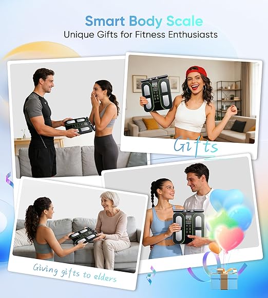 Digital Scales for Body Weight, 8-Electrode Smart Bathroom Weight Scale with BMI, BMR, Body Fat, Muscle Mass, Body Composition Analysis with VA Color Screen and Retractable Handle 400lbs