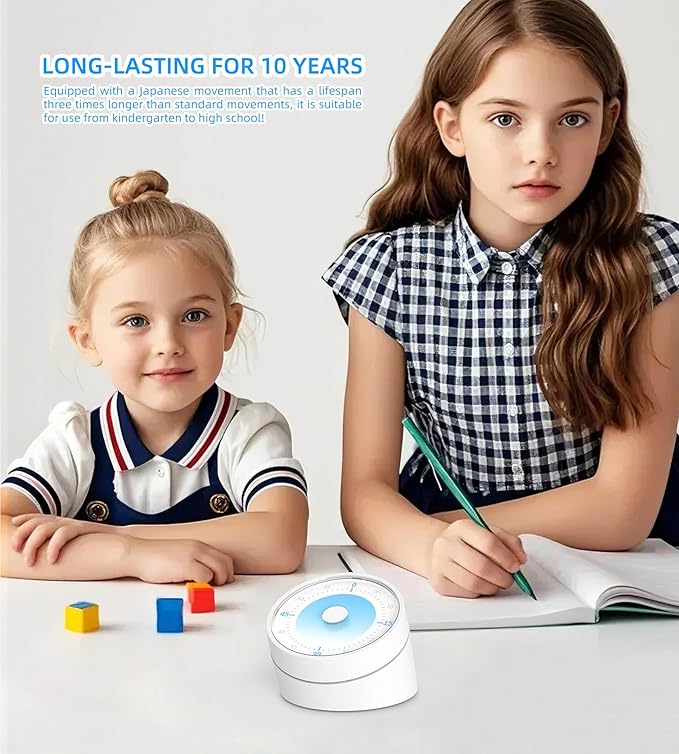 Rosenpatio Visual Timer for Adults Teenager - Timers for Classroom Teachers 60 Minutes Countdown Home School Study Tool, Non-Ticking Rotating Timer for Exam Work Kitchen Office Gym, 1 Pack