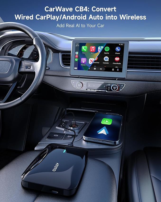ATOTOMOVE Wireless Magic AI Box CarPlay with OBD2 Scanner, Car Video Streaming Plug & Play Carplay Box for iPhone & Android Auto with AI ChatGPT, Supports YouTube, Netfilx, Dual WiFi, CB4B Upgraded