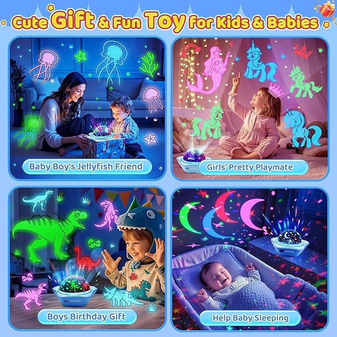 One Fire Night Light for Kids Gifts, 6 Films+78 Lighting Modes Ceiling Star Projector,Rechargeable Night Light Projector,360°Rotion Star Lights for Bedroom Decor,Sensory Toys for Kids Valentines Gifts