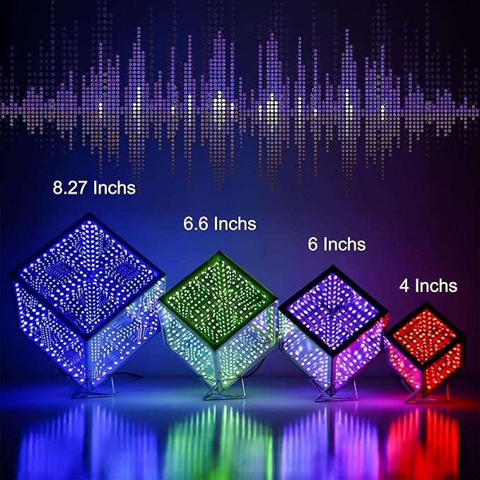 Heepulor Infinity Hyper Cube LED Light LED Controller with Stand, Controller & Sound & App Reactive Table Lamp - Cool & Creative Multicolor Decorative Mirror Art Desk Night Light (8.2 Inches)
