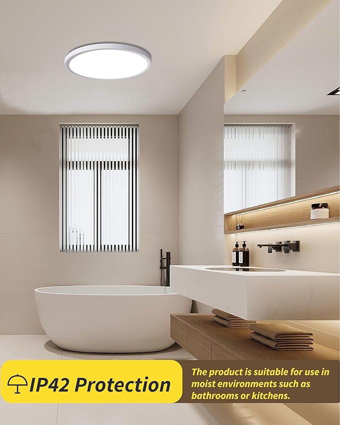 4pack 12 Inch Flush Mount Ceiling Light, 24w Led Ceiling Light, 3000k/4000k/6000k Selectable 2520lm Ceiling Lights, Super Slim Led Light Fixture For Bedroom Kitchen Living Dining Room Office (White)