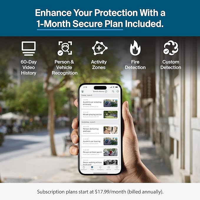 Arlo Pro Security Camera 2K HDR (6th Gen, 2025 Release) - Wireless Outdoor Camera, Rechargeable Removeable Battery, Event Captions, Emergency Response, 1-Month Trial of Secure Plan, 3 Cam, White