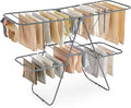 SONGMICS Clothes Drying Rack, Foldable 2-Level Laundry Drying Rack, Free-Standing Laundry Airer, with Height-Adjustable Wings, 33 Drying Rails, Sock Clips, Gray ULLR053G02V1