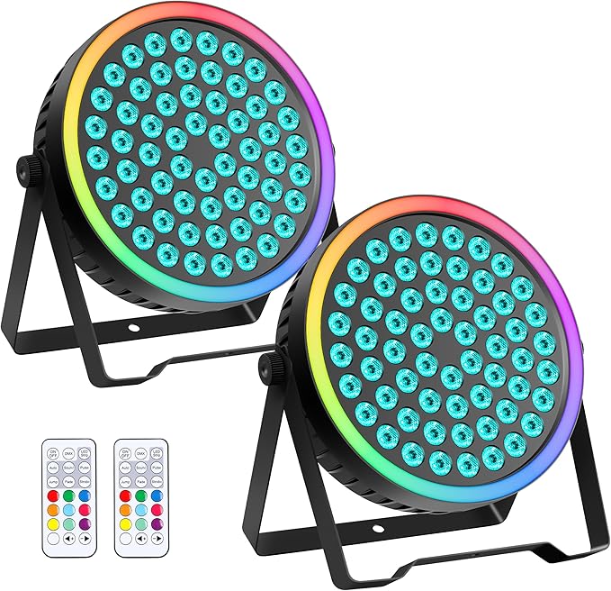 Sklydron RGB Stage Par Can Light with Light Strip-90W LED Stage Lighting with Remote,DMX512 Sound Activated & Auto Strobe Jump Modes Uplights for Bands Events Church Wedding DJ Party & Stage Show